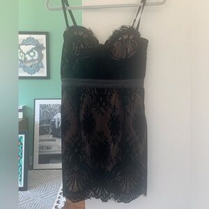 Chrissy Teigen x Revolve Black Lace Bustier Dress - Size Small